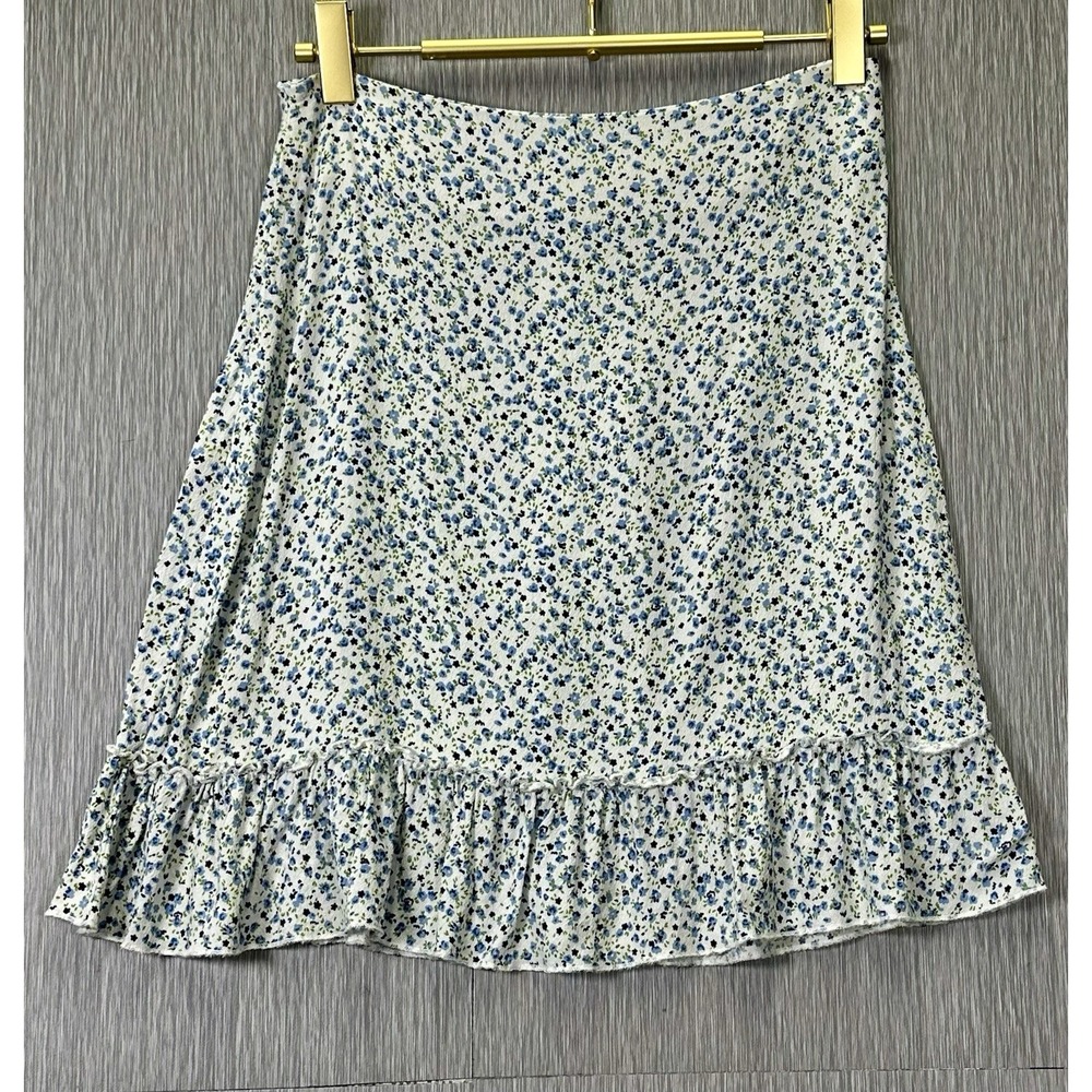Brandy Melville Skirt‎ Womens Small One Size Blue Floral Skirt Comfort